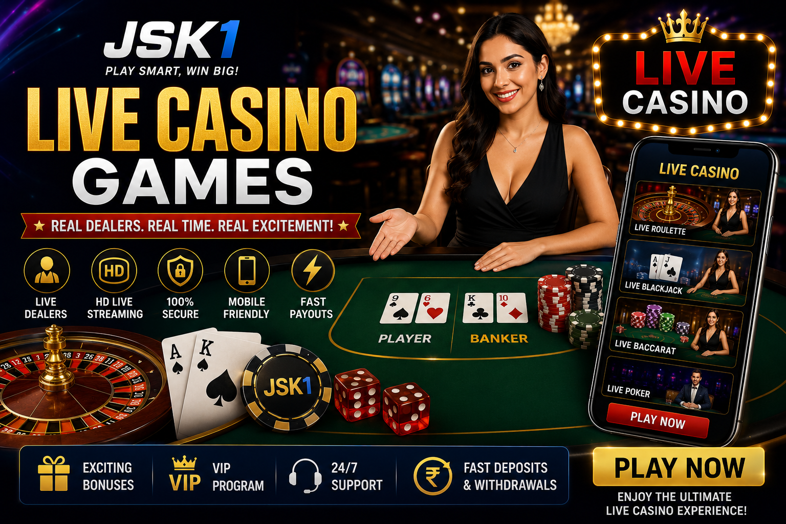 Play Live Casino Games with Real-Time Experience - JSK1