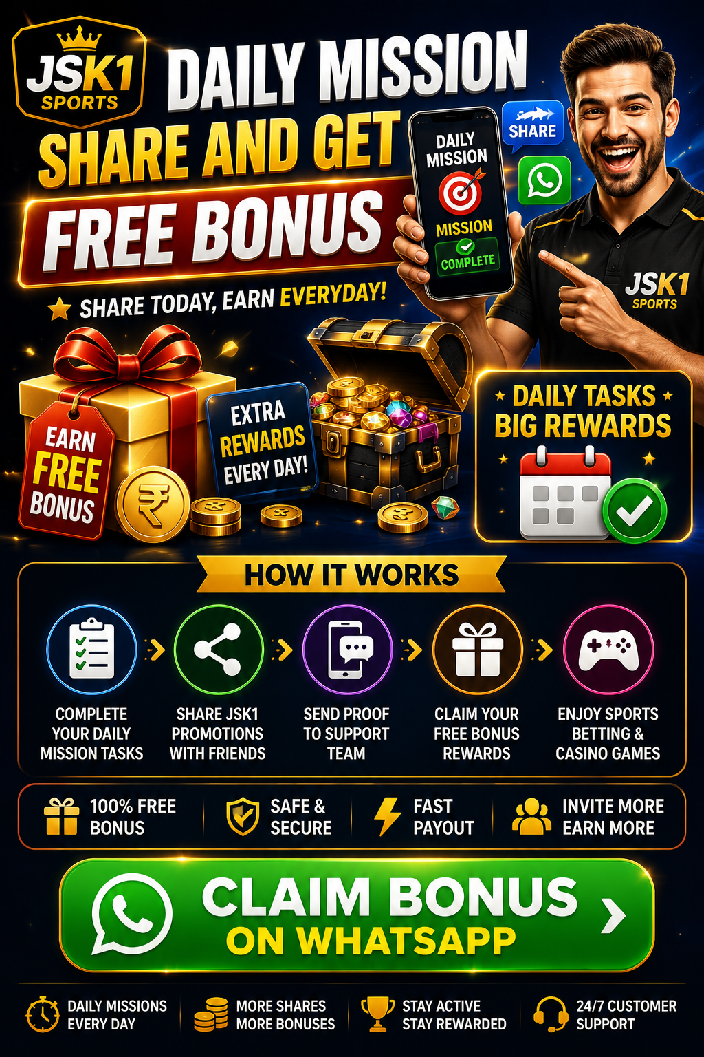 Daily Mission Share and Get Free Bonus